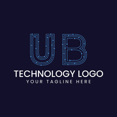 Technology Outline Font - Letter with Dots and Lines