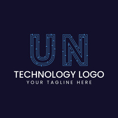 Technology Outline Font - Letter with Dots and Lines