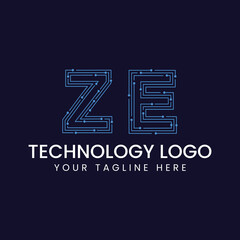 Technology Outline Font - Letter with Dots and Lines