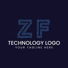 Technology Outline Font - Letter with Dots and Lines