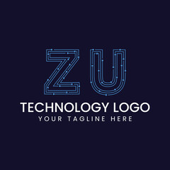 Technology Outline Font - Letter with Dots and Lines