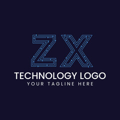 Technology Outline Font - Letter with Dots and Lines