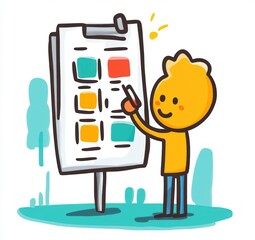 Job Listings Stick Figure Character Illustration with Bright Colors on White Background