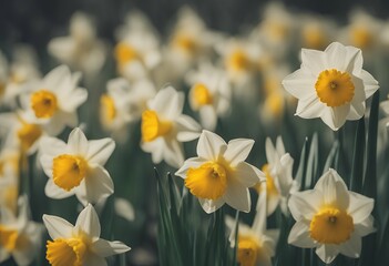 Naklejka premium vertical daffodils background blossom flower pretty colours floral march bloom white spring day wales may plant isolated easter stem season green seasonal david saint holiday narcissus gift daffodil