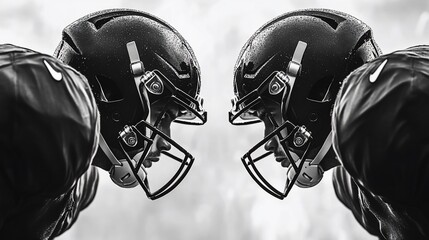 Gridiron showdown two players face off, stadium blur