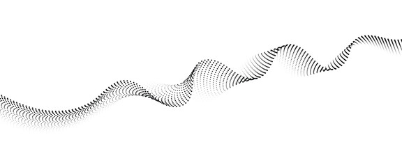 Flowing Dot Wave halftone gradient pattern on transparent background	
