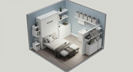 Cozy minimalist apartment interior concept compact living space modern furniture efficient small studio home design