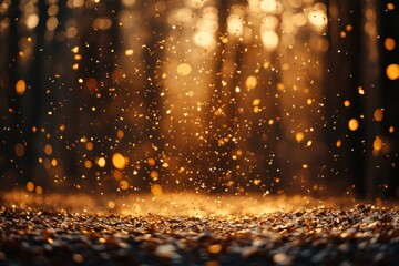 gold confetti rain background celebration party carnival dark