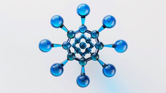 High resolution AI visualization of MOF metal organic framework molecule used for gas storage on white