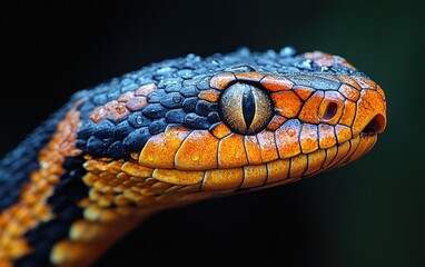 Fototapeta premium Hyperrealistic Albino King Cobra Snake Portrait with Dramatic Lighting on Black Background