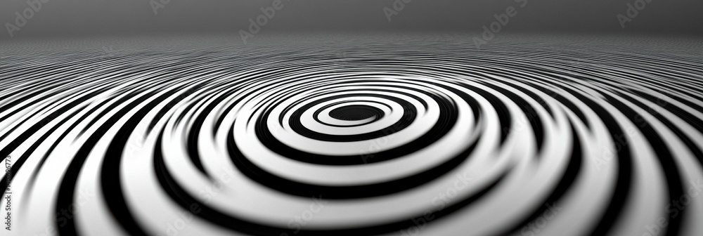 Poster Op-art concentric circles create a captivating illusion of depth in black and white, showcasing playful patterns and visual intrigue