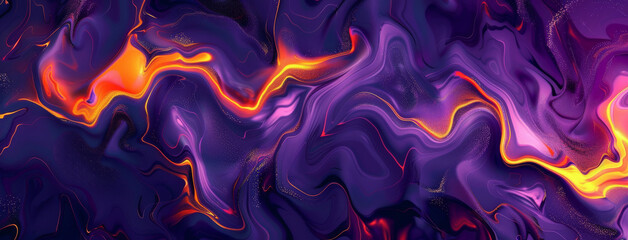 Wallpaper, neon and gradient of wave, art and design of illustration, banner and graphic of background. Creative, digital and tech of fluid, render and vibration of pattern and lines of flow of form