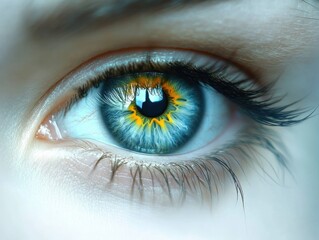 Fototapeta premium Eye Vision Blue Green Iris Detail Photorealism