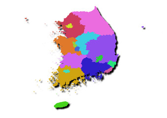 High-resolution illustration of the map of South Korea, showcasing the complete geographical shape of the country