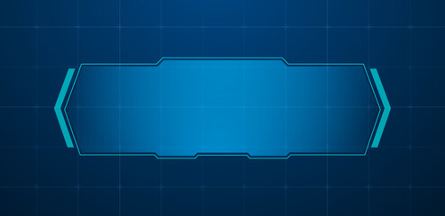 Technology box or futuristic callout title banner and digital frame boxes. HUD screen or textbook blue vector