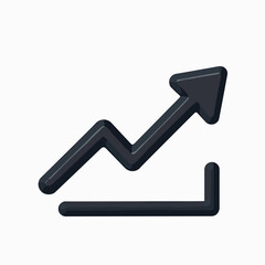 upward trend graphic icon with black arrow  digital growth concept