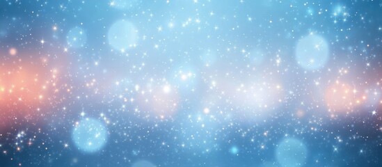 Christmas Winter Background with Soft Bokeh Effect and Bright Stars in Pastel Blue Tones