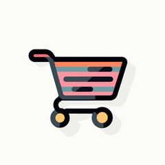 vibrant shopping cart icon with pink, orange, and yellow colors