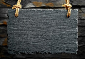 Hanging Black Slate Board with Rustic Rope for Announcements and Presentations