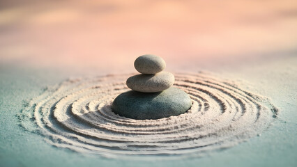 Zen Stone Stack in Calm Sand
