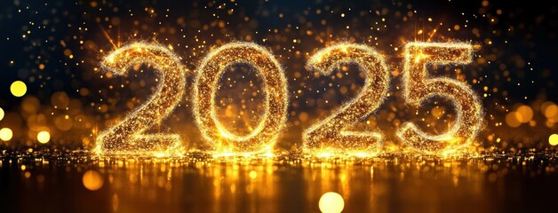 Wide Angle Holiday Web Banner Happy New Year 2025 Sparkler Celebration