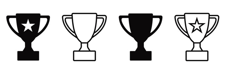 Set of Trophy cup icon set, trophy cup award in flat style. Vector illustration  