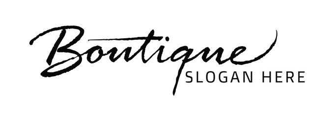 Elegant Boutique Logo Design Featuring Handwritten Script Vector Text for Stylish Brand Identity Shop and Business