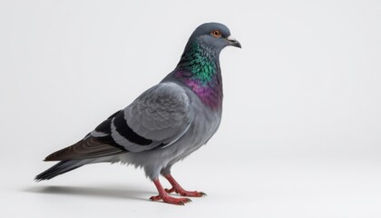 Obraz premium Pigeon standing gracefully studio setting animal photography neutral background close-up view wildlife concept