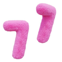 pink fur number 7 3D graphic