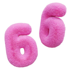 pink fur number 6 3D graphic
