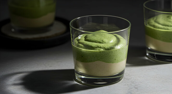 Layered Green Smoothie Dessert In Glass