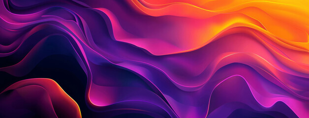 Obraz premium Wallpaper, abstract and neon of gradient, curve and art of illustration, future and graphic of background. Creative, digital and tech of wave, render and vibration of pattern and lines of flow