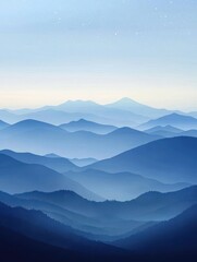 Obraz premium Blue Ridge Mountains, hazy sunrise, scenic vista, peaceful landscape, nature background