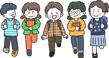 등교하는아이들