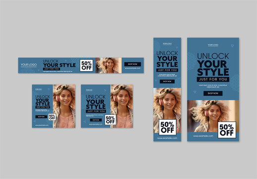 Blue And White Fashion Collection Launch Web Banners