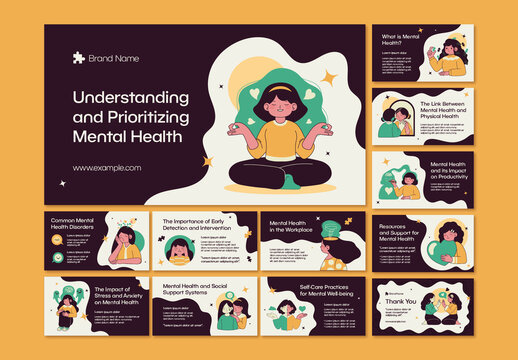 Yellow And Purple Mental Health Awareness Mindfulness Presentation Template