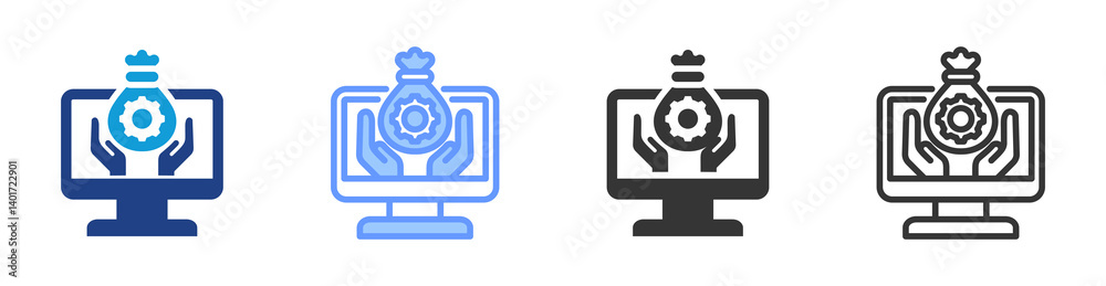 Aufkleber digital asset management icon set multiple style collection
