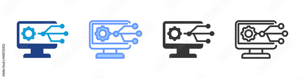 Poster Version Control icon set multiple style collection