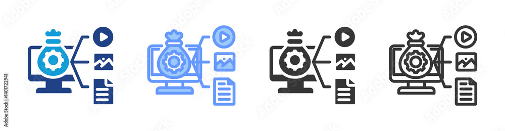 Poster Asset Categorization icon set multiple style collection