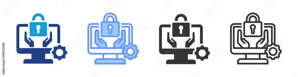 Aufkleber Security Management icon set multiple style collection