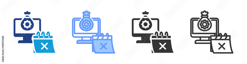 Aufkleber asset expiry icon set multiple style collection