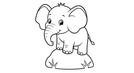 Obraz premium Cute Baby Elephant Coloring Page