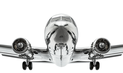 Close-Up of a Passenger Aircraft's Nose and Cockpit on transparent backround 