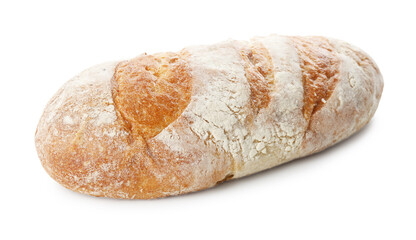 Whole loaf of freshly baked bread isolated on white