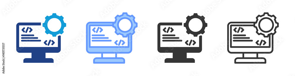Aufkleber Computer Programming icon set multiple style collection