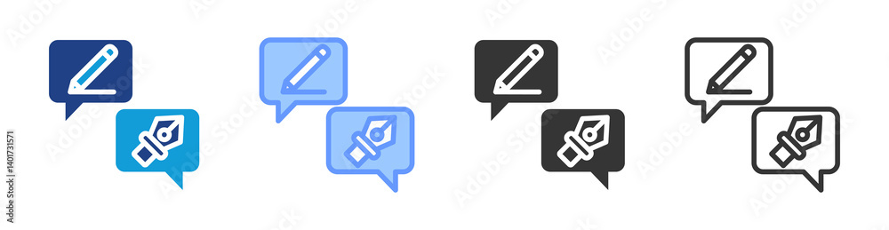 Poster Design Discussion icon set multiple style collection