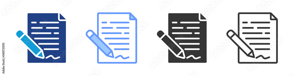 Poster sign contract icon set multiple style collection