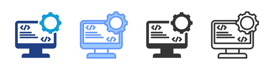 Computer Programming icon set multiple style collection