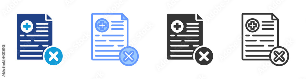 Poster no sick leave icon set multiple style collection