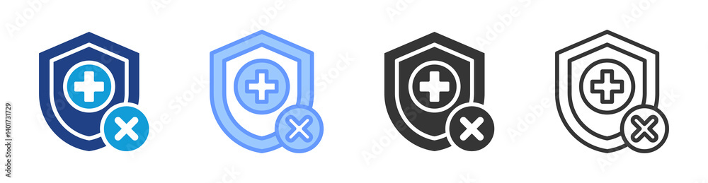 Poster no health insurance icon set multiple style collection